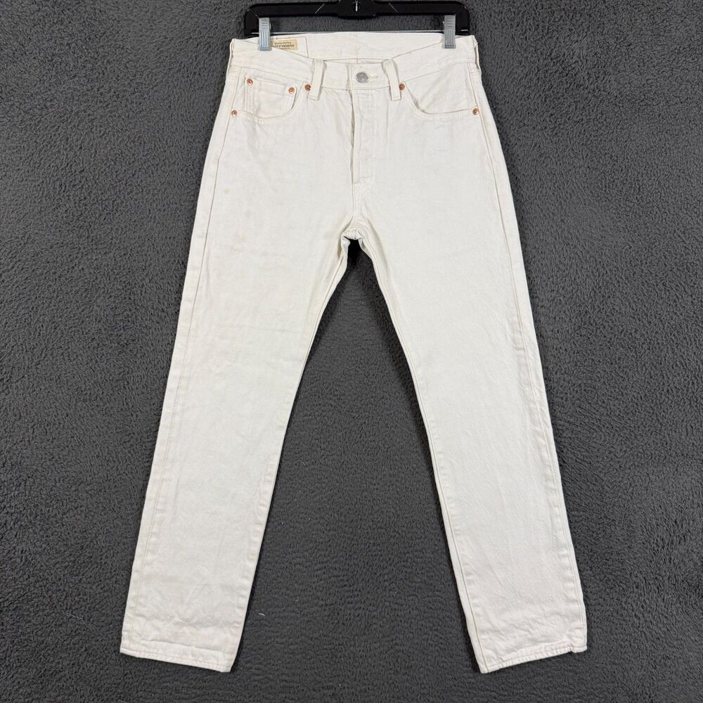 Levis 501 Jeans Mens 29x30 White Straight Fit Premium Denim Pants